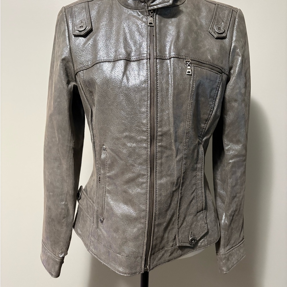 Danier Metallic Leather Moto Style Jacket - Picture 3 of 16